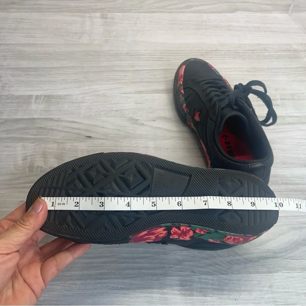 Converse One Star Ox Black Red Floral Low Top Lace Up Sneakers Kids Girls Size 4